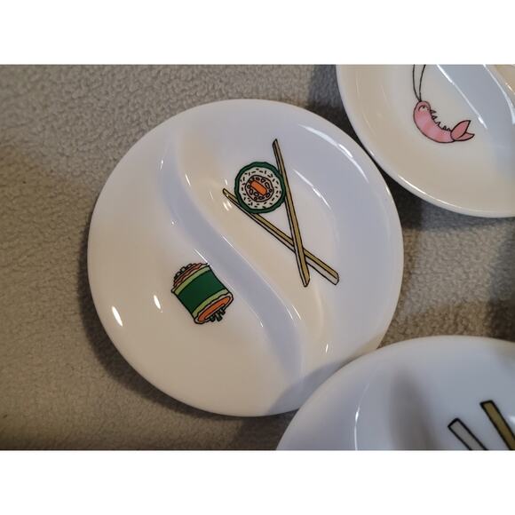 Set 4 Stokes Sur La Table Take Out Plates Jessica Glickman Sushi sauce - Picture 3 of 8